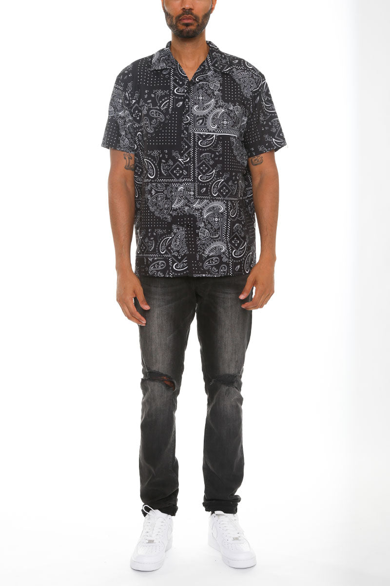 Gilmore Paisley Print Button-Down Vacation Shirt