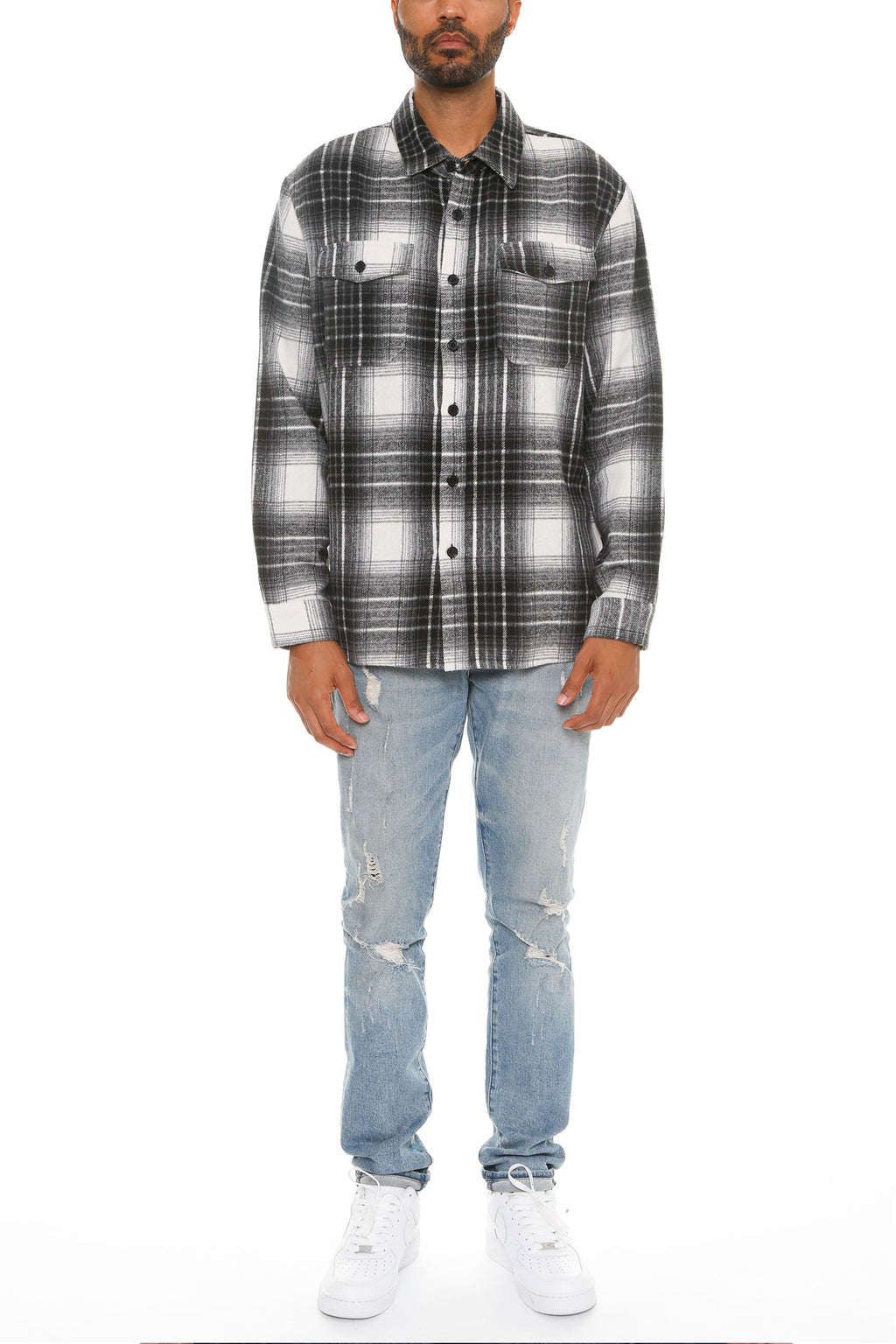 Soft Flannel Shacket – Brushed Checkered Long Sleeve
