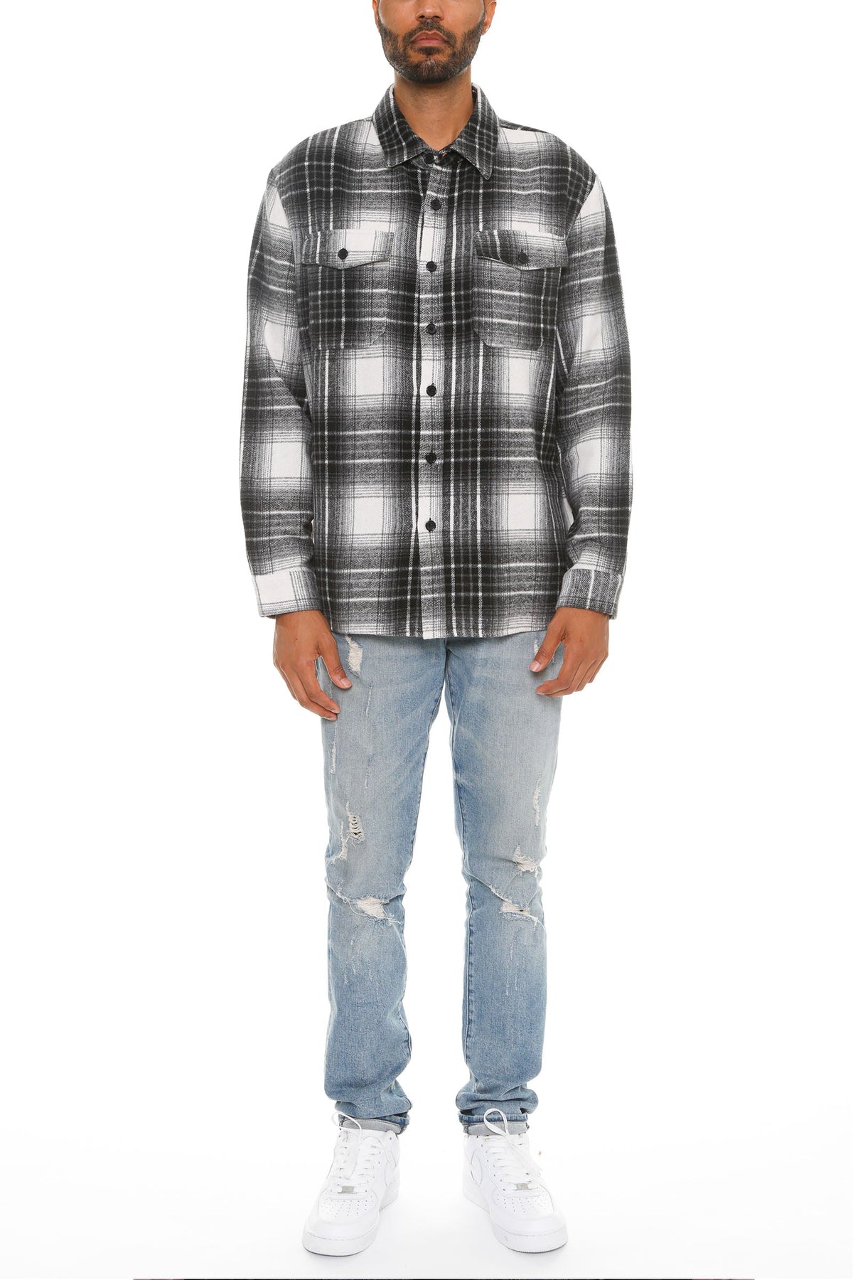 Soft Flannel Shacket – Brushed Checkered Long Sleeve