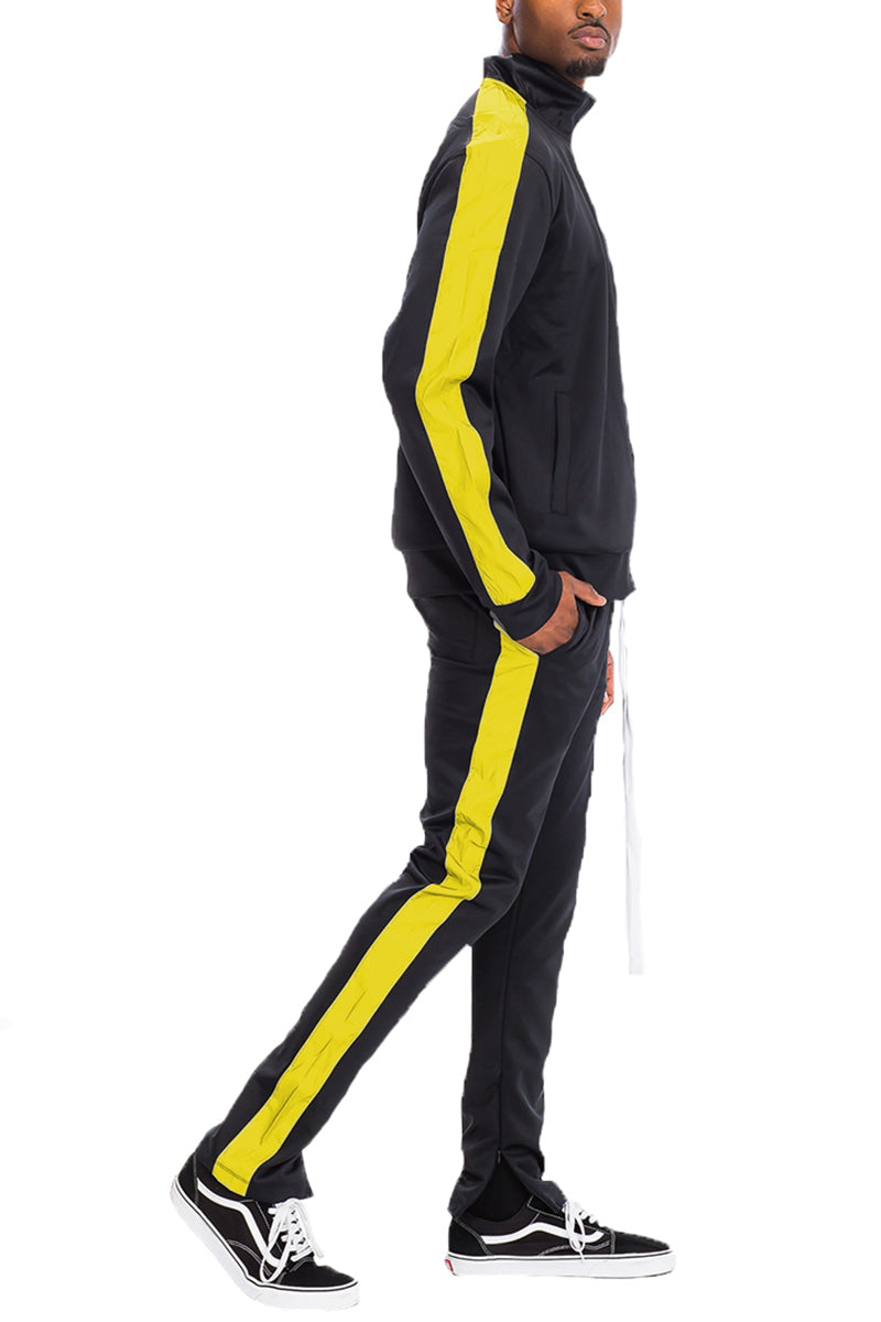 Men's Single Stripe Track Suit – Full Zip Jacket & Pants