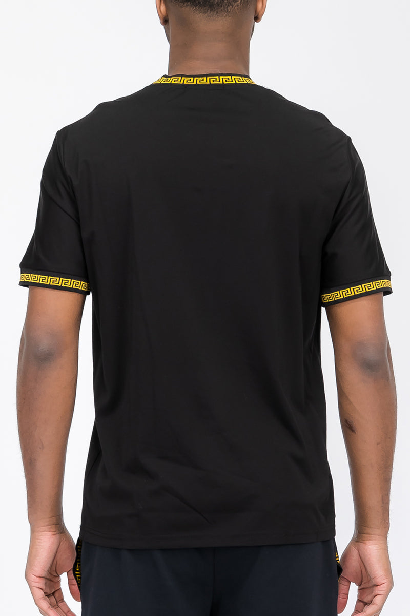 Lion Head Graphic Tee | Round Neck with Tape Detail