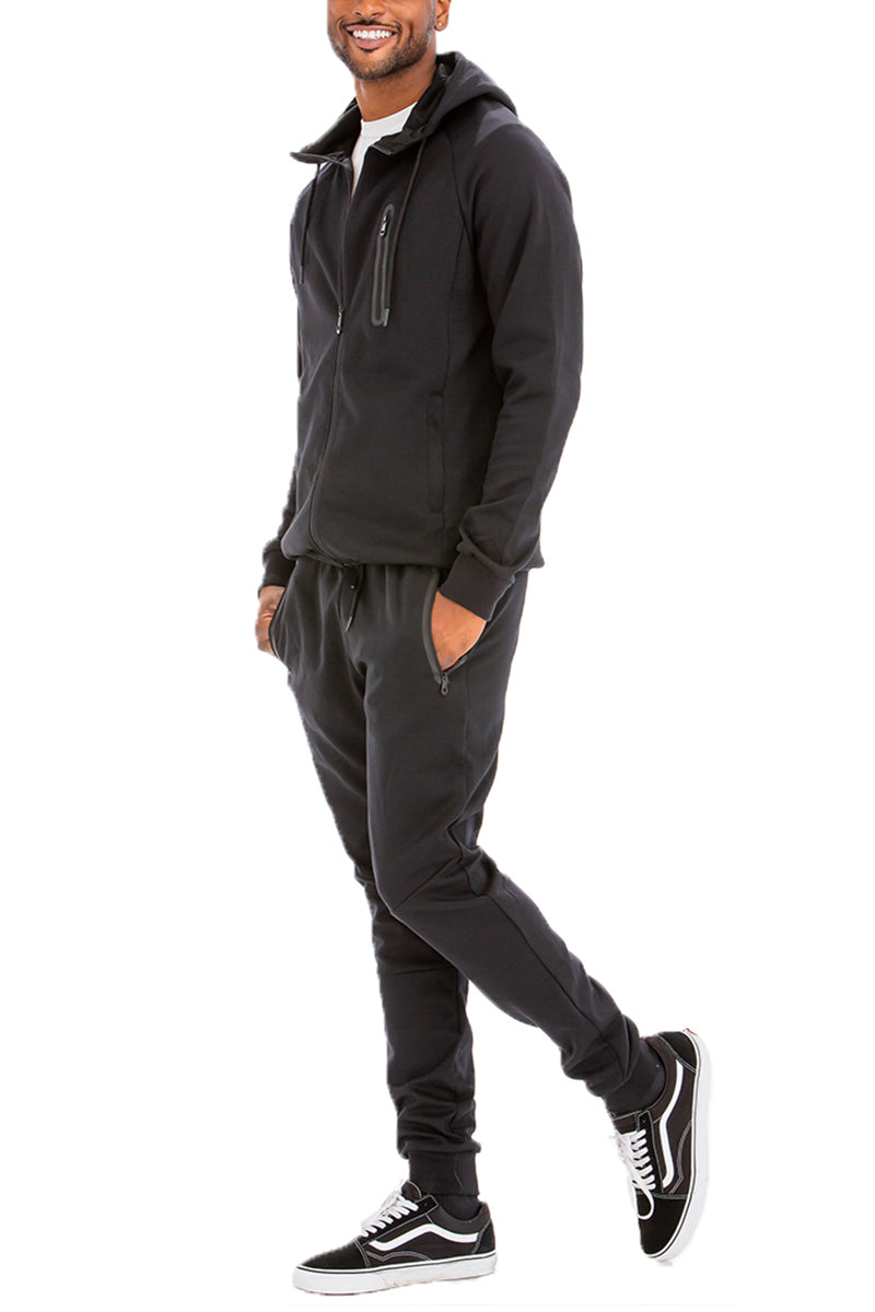 Solid Tech Sweat Set with Hoodie & Joggers