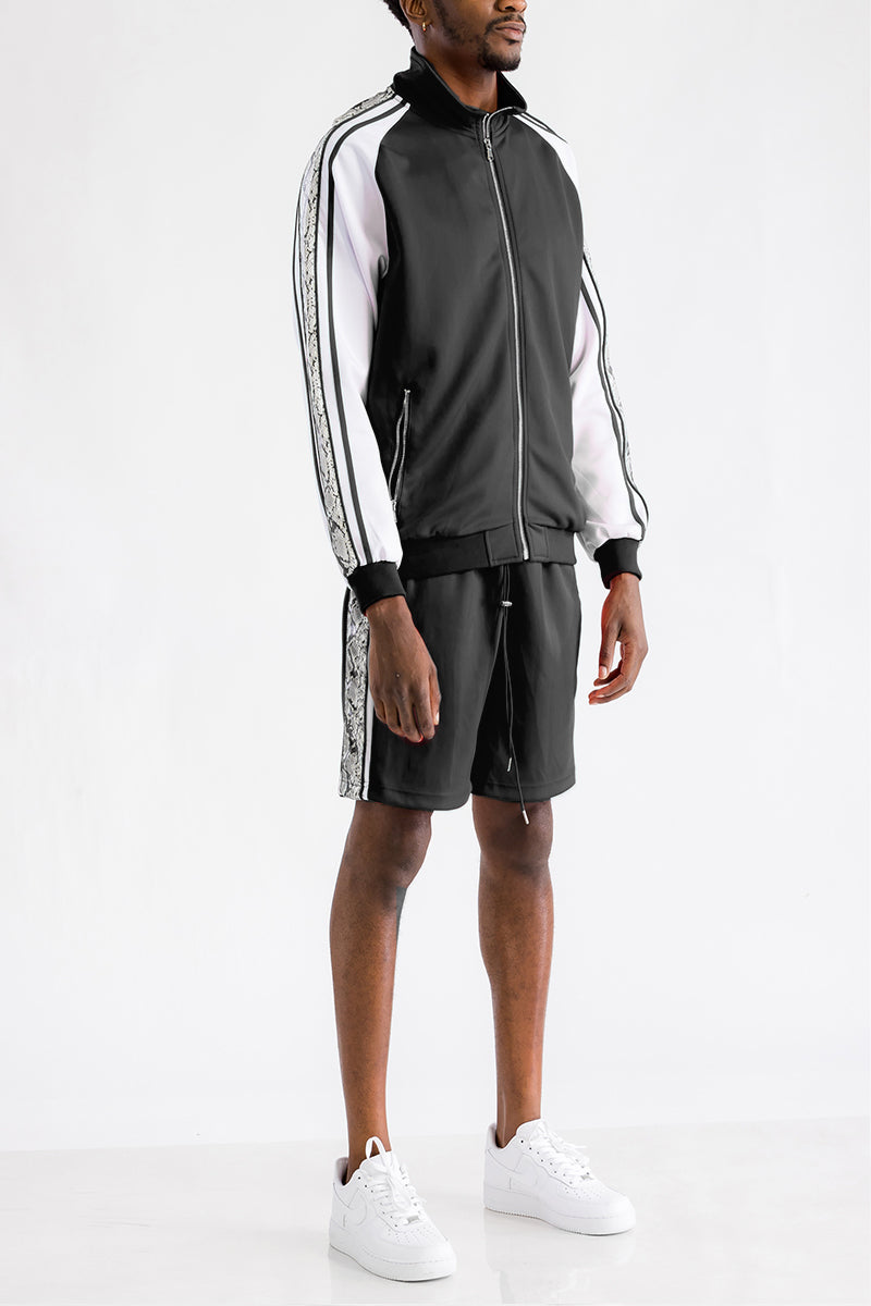 Snake Side Detail Track Jacket Short Set
