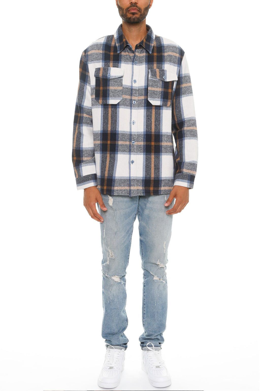 Soft Flannel Shacket | Brushed Checkered Long Sleeve