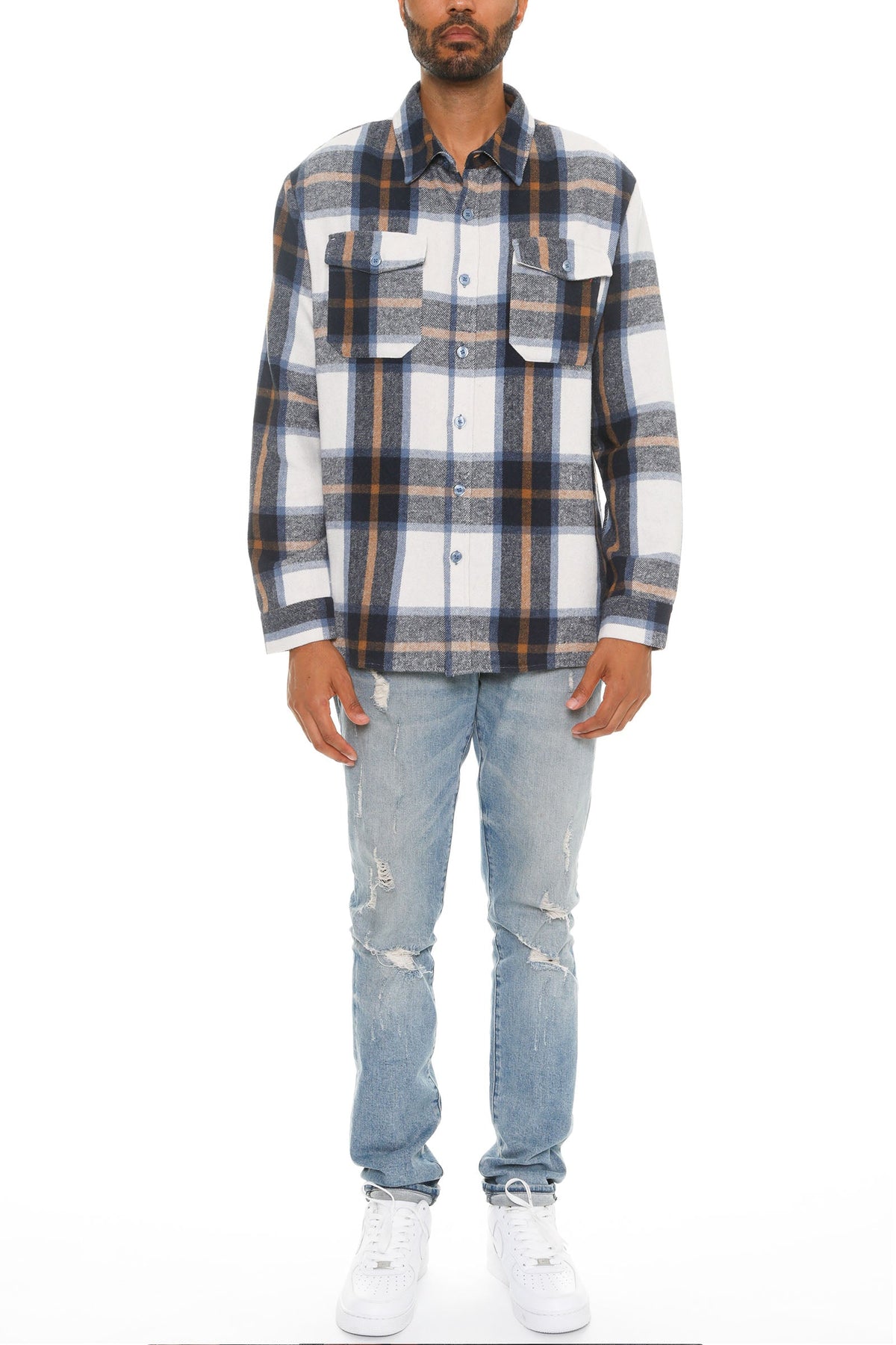 Soft Flannel Shacket | Brushed Checkered Long Sleeve