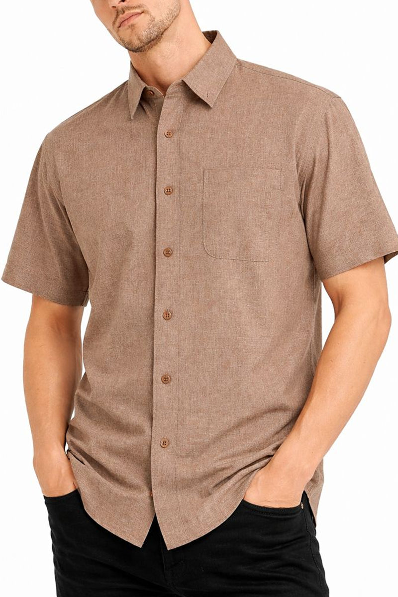 Melange Short Sleeve Button-Down Shirt | Relaxed Fit