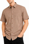 Melange Short Sleeve Button-Down Shirt | Relaxed Fit