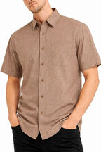 Melange Short Sleeve Button-Down Shirt | Relaxed Fit
