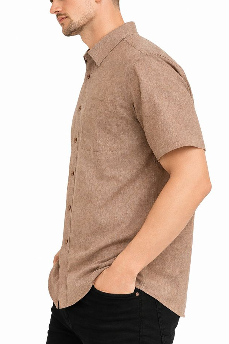 Melange Short Sleeve Button-Down Shirt | Relaxed Fit