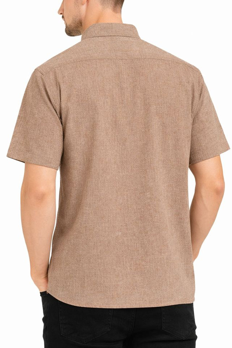 Melange Short Sleeve Button-Down Shirt | Relaxed Fit