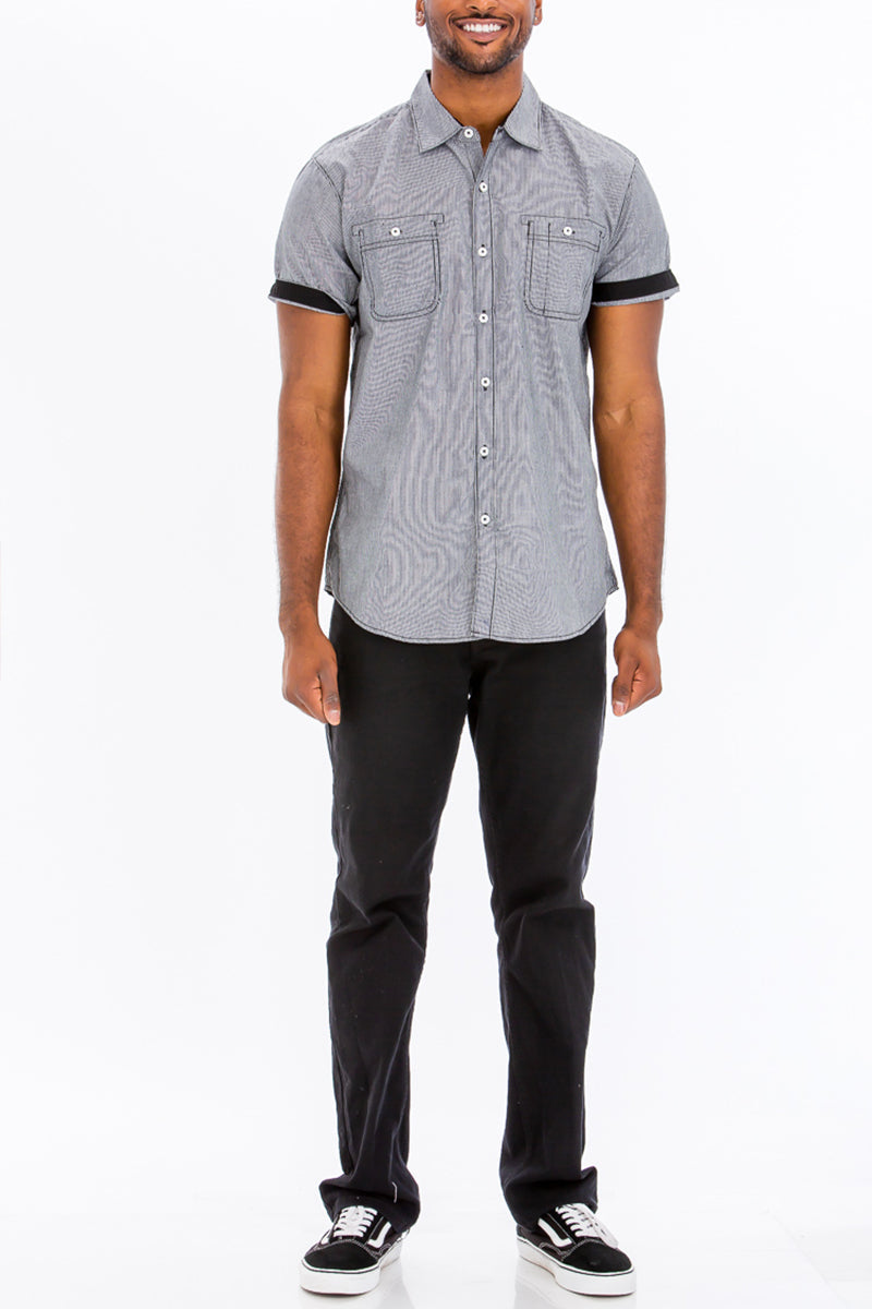 Brayden Striped Vacation Shirt with Contrast Sleeve Detail