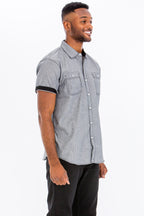 Brayden Striped Vacation Shirt with Contrast Sleeve Detail