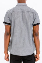 Brayden Striped Vacation Shirt with Contrast Sleeve Detail