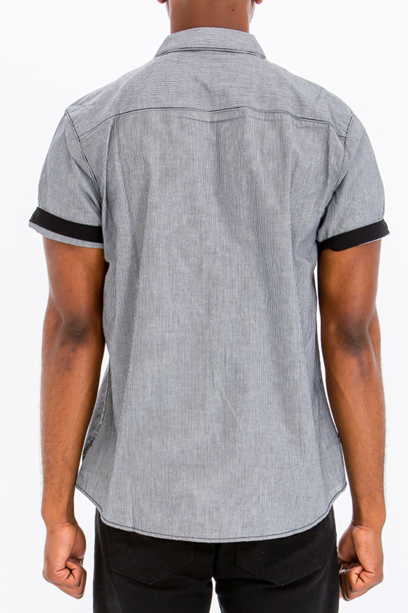 Brayden Striped Vacation Shirt with Contrast Sleeve Detail
