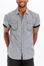 Brayden Striped Vacation Shirt with Contrast Sleeve Detail