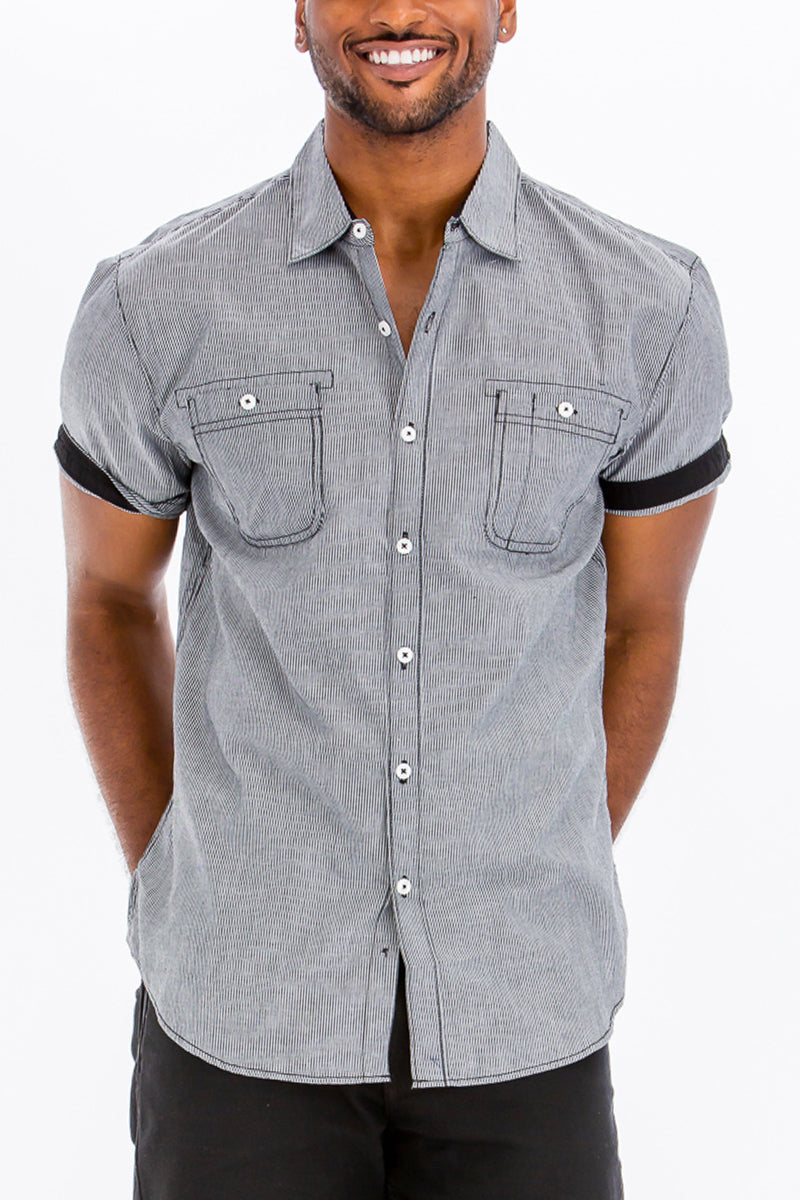 Brayden Striped Vacation Shirt with Contrast Sleeve Detail