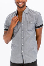 Brayden Striped Vacation Shirt with Contrast Sleeve Detail