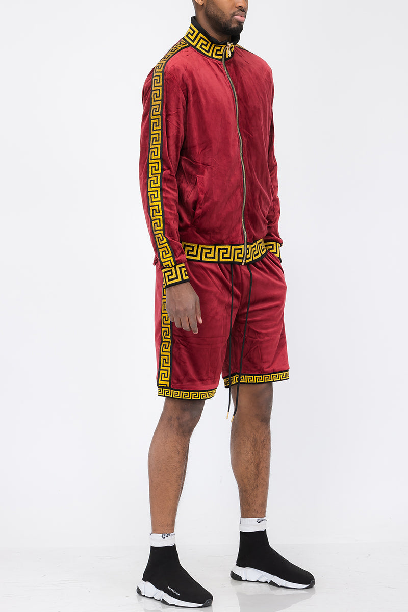 Status Velour Track Jacket Short Set