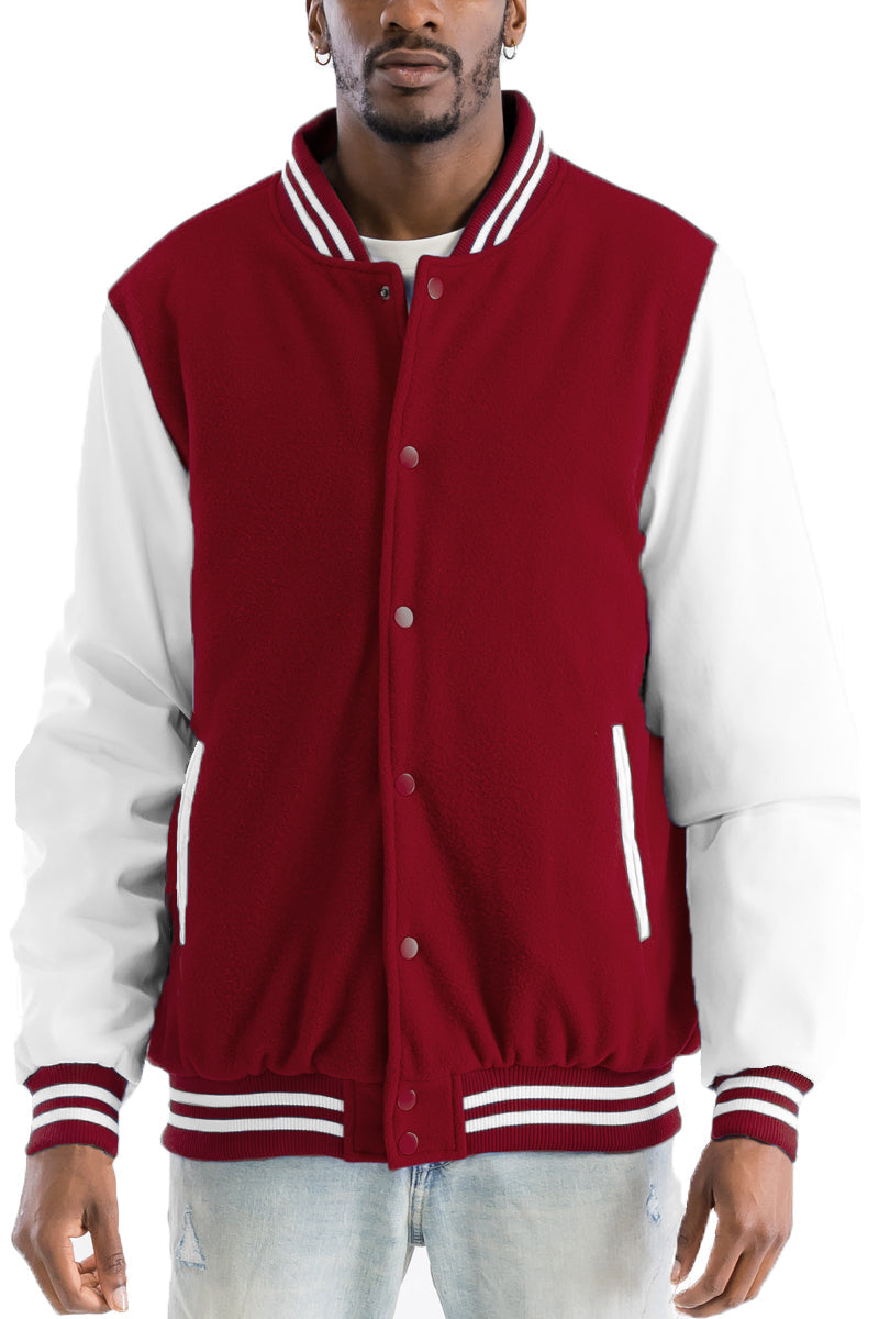 Melton Varsity Letterman Jacket with PU Sleeves