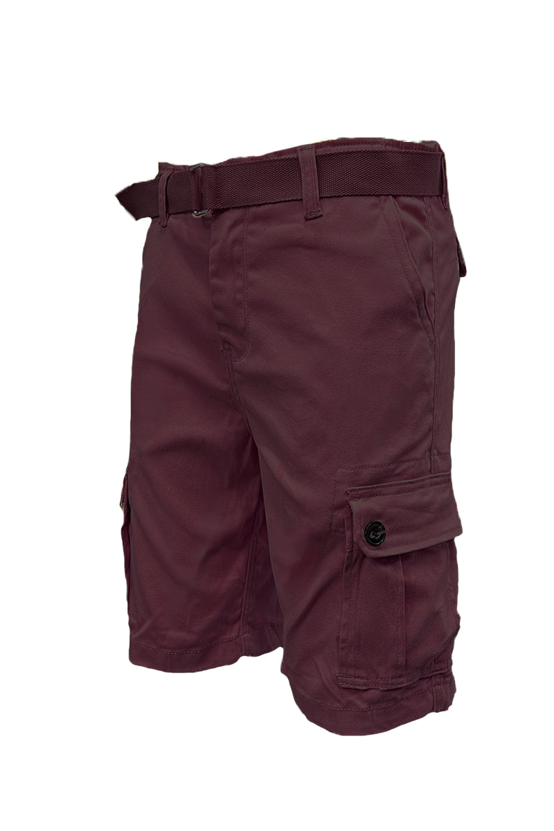 Men's Belted Cargo Shorts with Button Waist