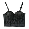 Black beaded bralette on a white background