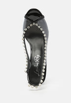 Camarine Clear Diamante Slingback High Heeled Sandals