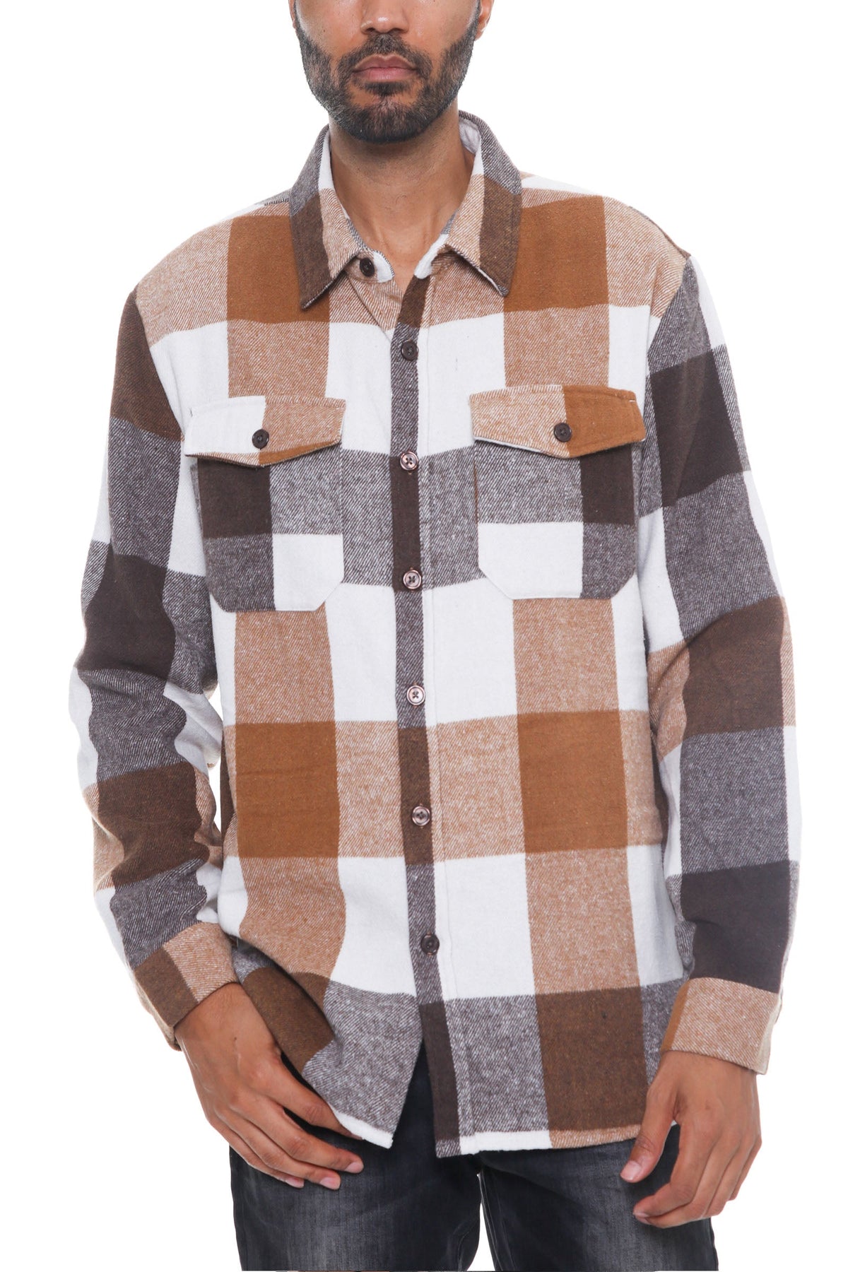 Soft Flannel Shacket | Brushed Checkered Long Sleeve