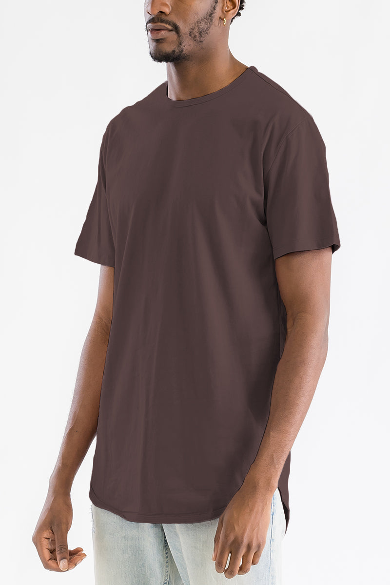Classic Scallop Tee – Men's Curved Hem Cotton T-Shirt