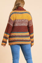 Women's SweatersMulticolor Striped Fuzzy Knit Long Sleeve Pullover - VacationGrabs