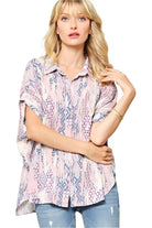 Women's ShirtsOrnately Patterned Woven Top - VacationGrabs