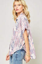 Women's ShirtsOrnately Patterned Woven Top - VacationGrabs