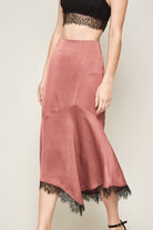 Women's SkirtsRose Pink Solid Woven Midi Skirt - VacationGrabs