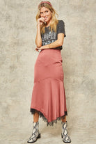 Women's SkirtsRose Pink Solid Woven Midi Skirt - VacationGrabs