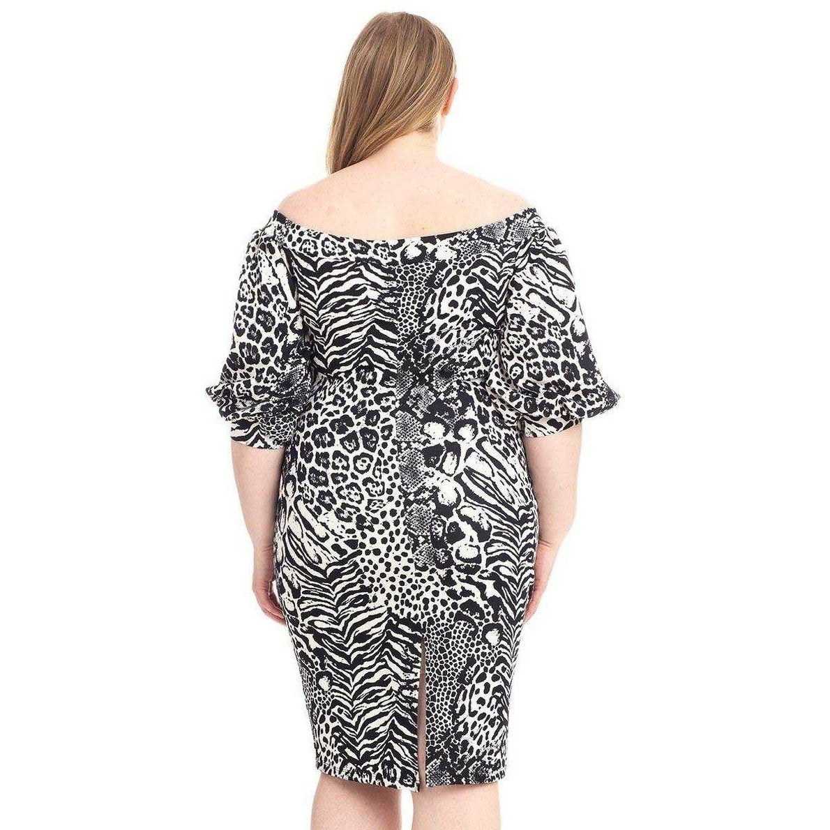 Plus Size Animal Print Crepe Stretch Bodycon Dress - VacationGrabs