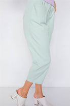 Women's PantsPastel Chic Solid Ankle Wide Leg Adjustable Snap Waist Pants - VacationGrabs