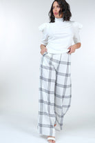 Women's PantsHigh Waist Plaid Print Wide Leg Pants - VacationGrabs