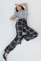 Women's PantsHigh Waist Plaid Print Wide Leg Pants - VacationGrabs