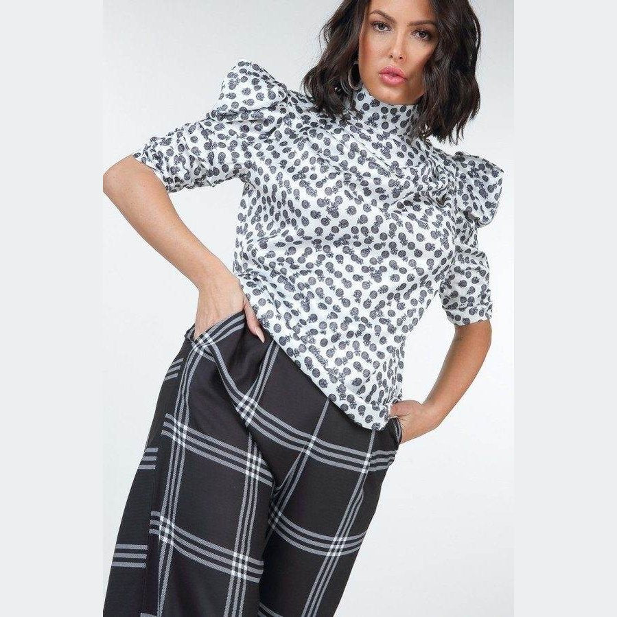 High Waist Plaid Print Wide Leg Pants - VacationGrabs