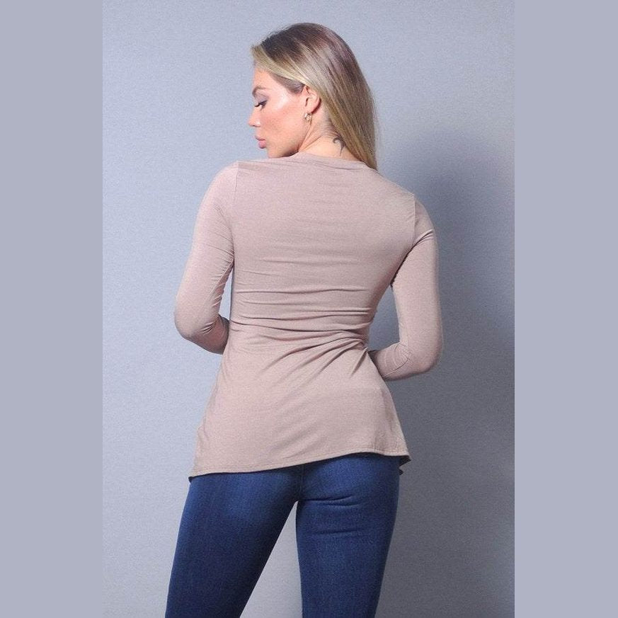 Sleek & Chic Fall Long Sleeve Slitted Top - VacationGrabs