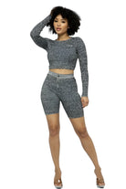 Women's ActivewearKnit Long Sleeve Cropped Top Knit High-waist Biker Shorts Set - VacationGrabs