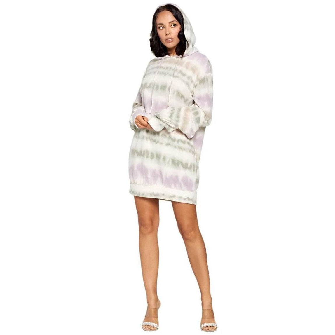 Terry Brushed Print Sweater Dress - VacationGrabs