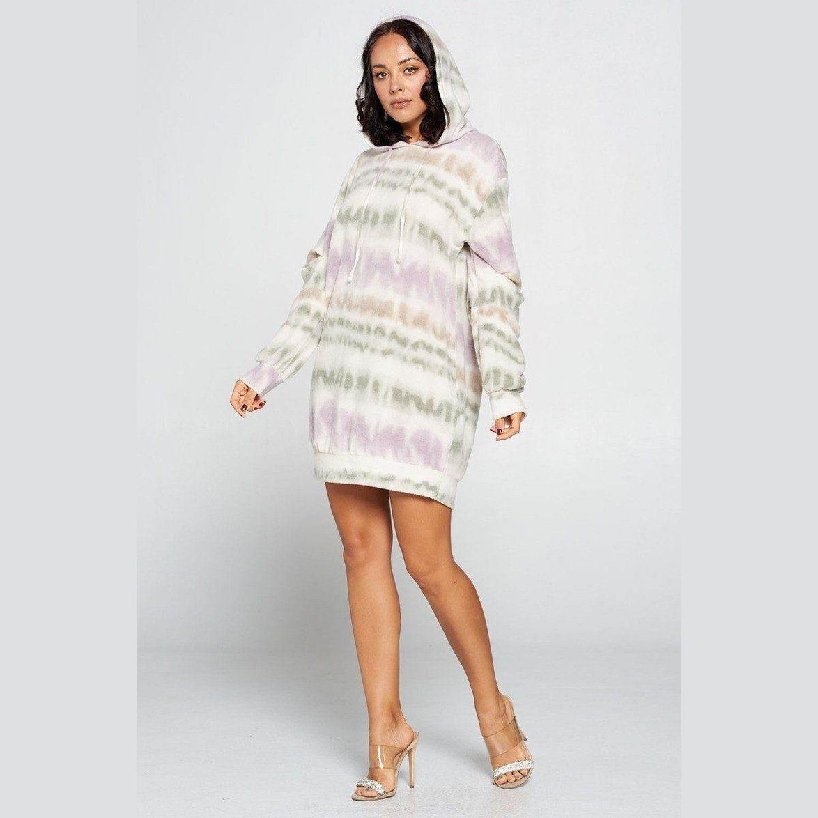Terry Brushed Print Sweater Dress - VacationGrabs