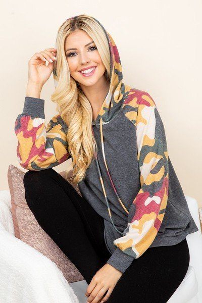 Women's Sweatshirts & HoodiesSolid French Terry Casual Hoodie - VacationGrabs