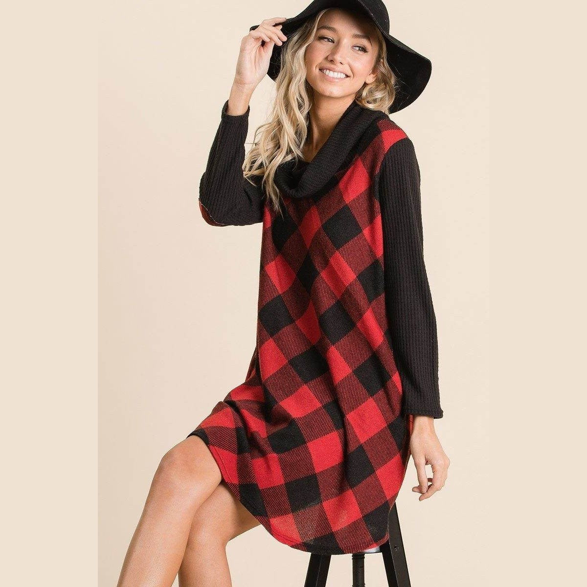 Buffalo Plaid Tartan Swing Dress - VacationGrabs