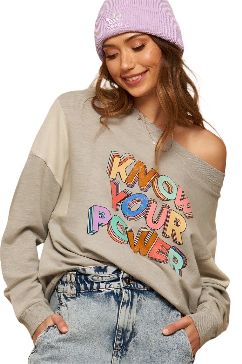 Women's Sweatshirts & HoodiesKnow Your Power Graphic Sweatshirt - VacationGrabs