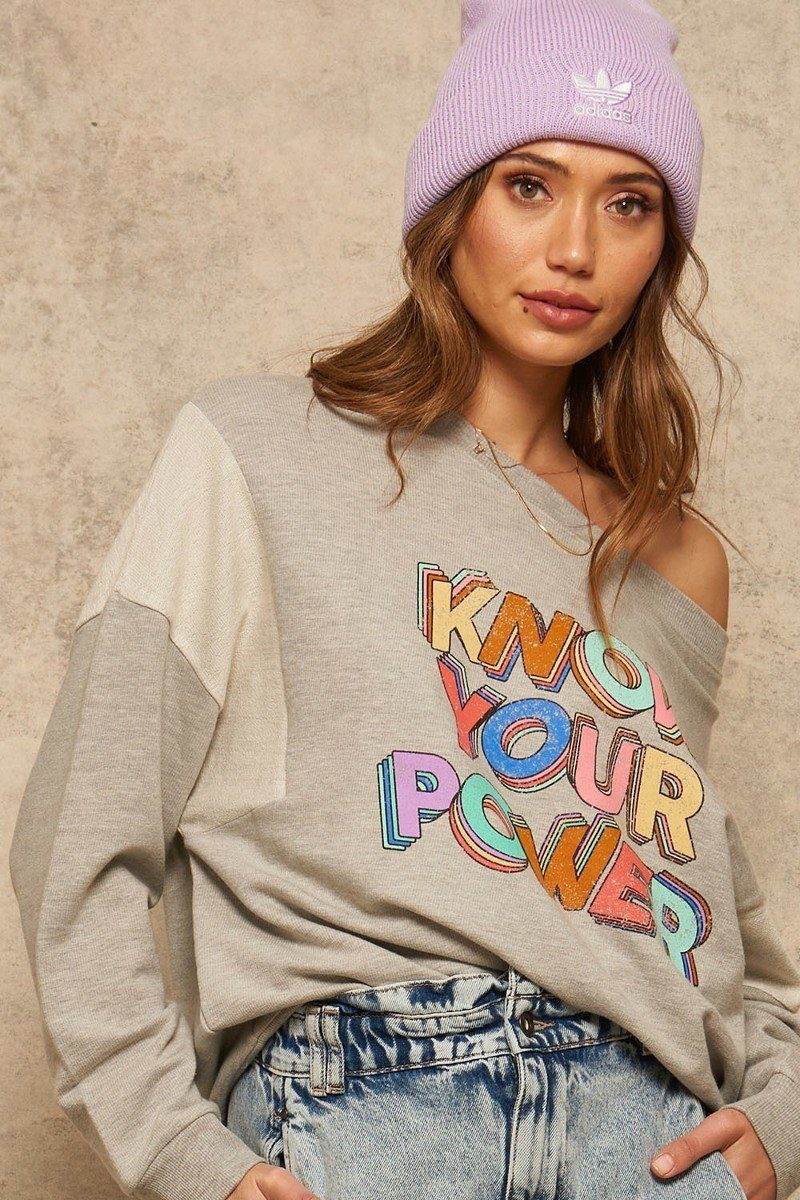 Know Your Power Graphic Sweatshirt - VacationGrabs