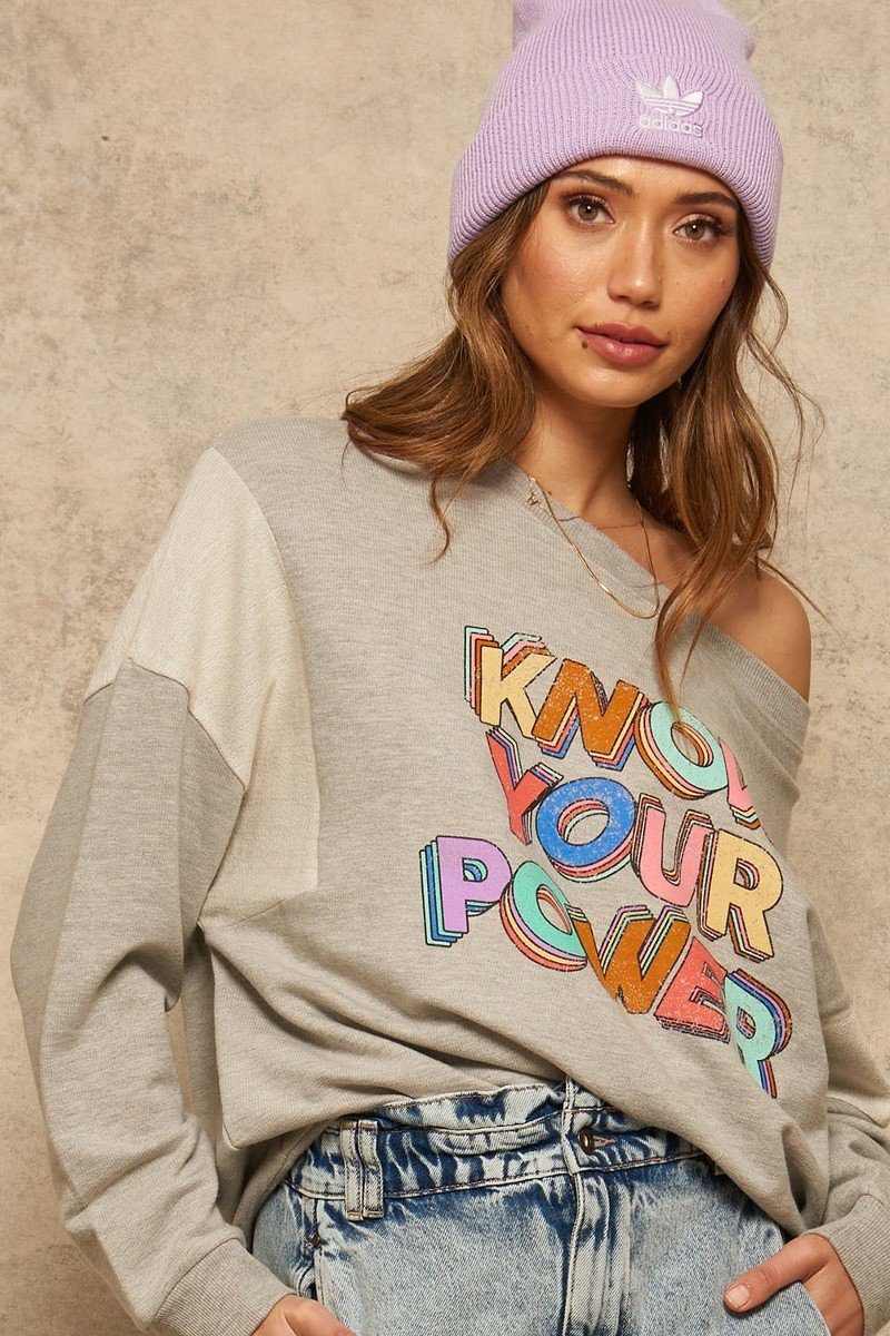 Women's Sweatshirts & HoodiesKnow Your Power Graphic Sweatshirt - VacationGrabs