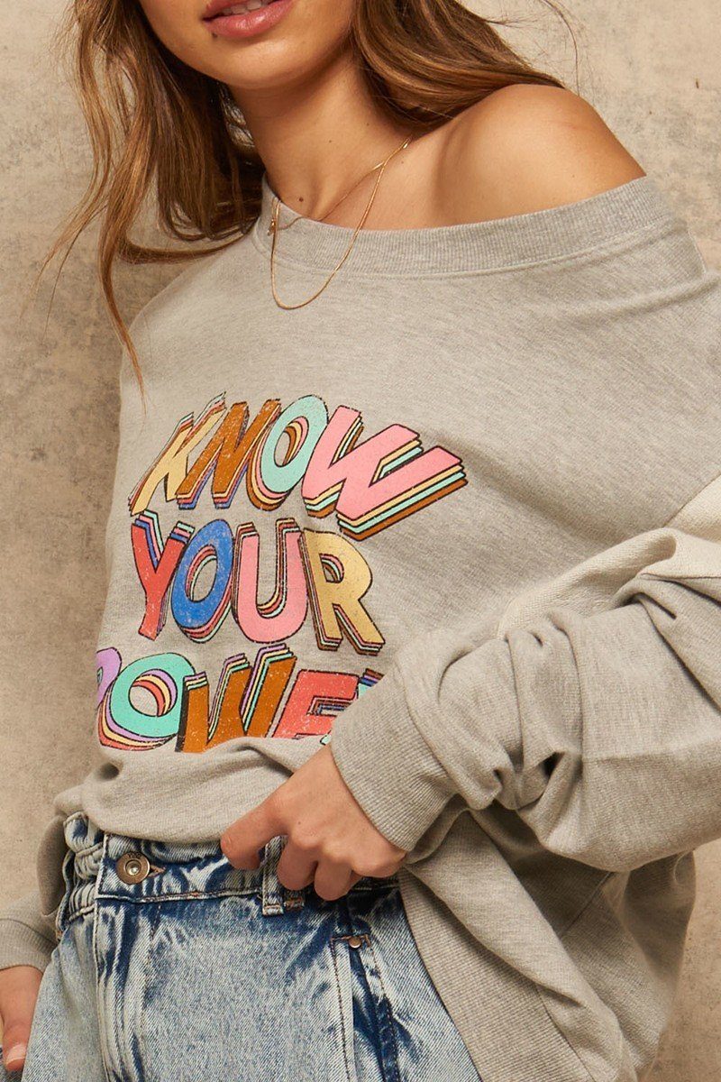 Women's Sweatshirts & HoodiesKnow Your Power Graphic Sweatshirt - VacationGrabs