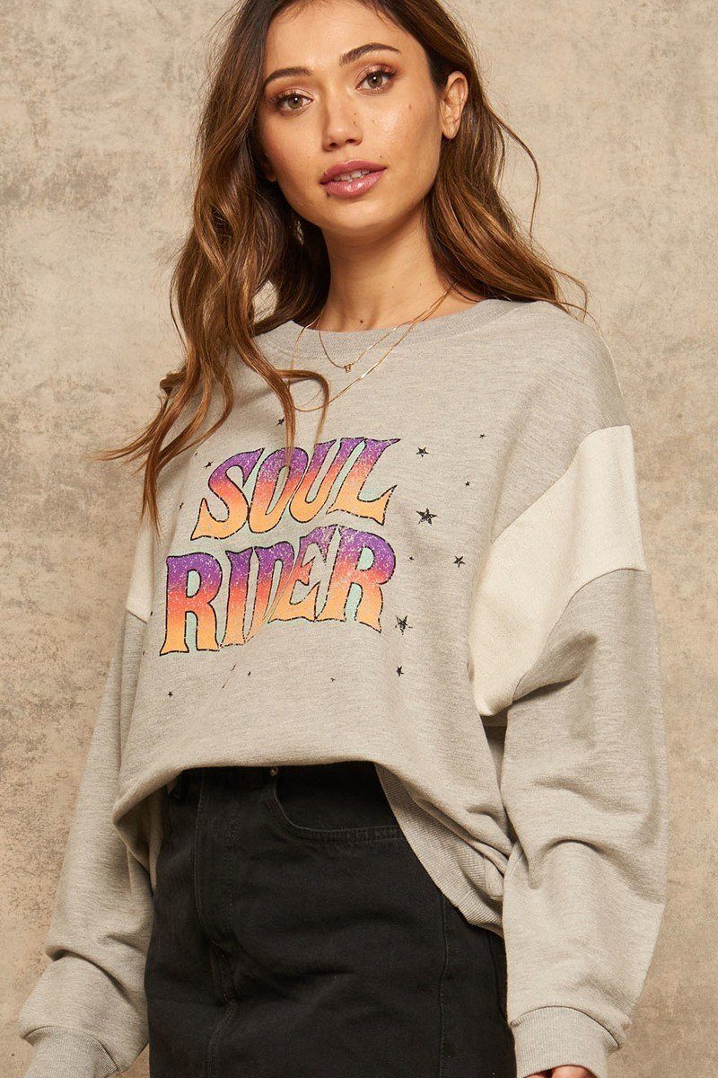 Women's Sweatshirts & HoodiesSoul Rider French Terry Graphic Sweatshirt - VacationGrabs