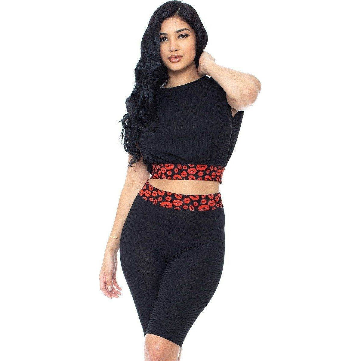 Shoulder Pad and Leopard Biker Shorts - VacationGrabs